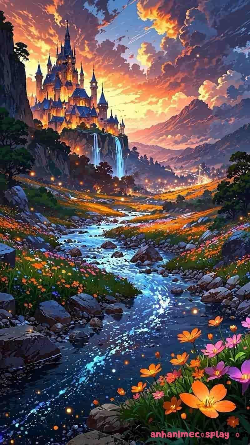 ảnh phong cảnh anime hoa